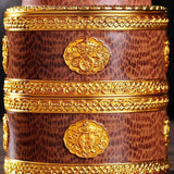 Tibetan Brown Resin Double Layer Jar Food Organizer Tantric Metals Handicraft Buddhist Storage Box Home Desktop Gift Decorative