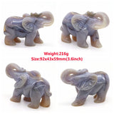 Elephant Statue Natural Gray Agate Geode Crystal Carved Reiki Healing Stone Animal Figurine Handicraft Home Decoration Ornaments