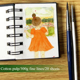 AOOKMIYA Mini Portable Watercolor Notebook 300g Cotton Fine Texture Sketch Pocket Notebook Coil Bound Student Travel Art Supplies