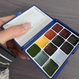 AOOKMIYA 12-color Melad Brown Watercolor Paint 0.5/1ML Travel Portable Watercolor Box with Palette Artist Painting Nail Art Supplies