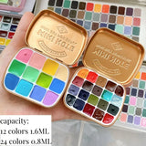 AOOKMIYA Mini Watercolor Tin Box 12/24 Grid Portable Watercolor Packing Travel Palette Student Artist Painting  Aquarela Art Supplies
