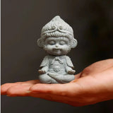Green Sand Statue of Little Goku Creative Ornament Paperweight Brush Holder Cute Desktop Decoration  Tea Table Tea Play