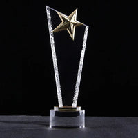 AOOKMIYA Customized Transparent Crystal Trophy, Five-Star, Creative Awards Ceremony, Competition Event, Craft Gift, Home Decorations, 1Pc