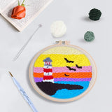AOOKMIYA RUOPOTY Diy Punch Needle Embroidery Starter Kits For Beginner Lighthouse Diy Handicrafts Poking Embroidery Yarn Painting Arts