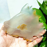 Natural Agate Stone Crystal Druzy Geode Bougainvillea Fish Statue Meditation Energy Healing Feng Shui Crystal Room Decoration