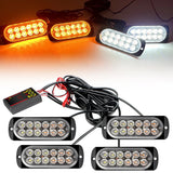 4 in 1 LED Warning Strobe Light 12V 24V Car Grille Emergency Flash Police Signal Lamps Auto Stroboscope for Truck Offroad SUV