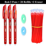3 Erasable Gel Pens 20 Pen Refills 2 Eraser Reusable Writing Drawing Sketch Pens with Refill for Students Office School Supplies