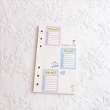 A6 Notebook Inside page 6 Ring Journal Spiral Replacement Journal Cute Note Book Weekly Grid Blank Diary Paper free shipping