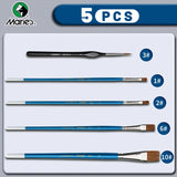 AOOKMIYA 5pcs Marie's Paint Brushes Set with Flat and Details with Wolf Hair for Acrylic,Watercolor,Crafts,Models,Rocks,Canvas,Gouache