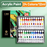 AOOKMIYA Vibrant Acrylic Paint Set 12/18/24/36 Colors,12ml/0.42oz Acrylic Painting Kit For Paper,Wood,Canvas,Rock,Ceramic,Clothes,DIY