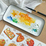 Sminky 12-color Watercolor Palette Pure White Ceramic Square Rectangular Chinese Painting Palette with Lid Easy To Clean
