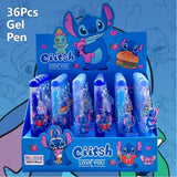 Stitch 36Pcs Gel Pen Cartoon Set Disney Cute Doll 0.7mm Black Diamond Pendant Acrylic Twist Pen Students Learn Stationery