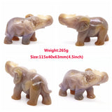 Elephant Statue Natural Gray Agate Geode Crystal Carved Reiki Healing Stone Animal Figurine Handicraft Home Decoration Ornaments