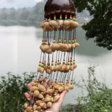 Fruit Shell Wind Chime Handmade Meditation Bells Outdoor Sound Healing Coconut Shell Oleander Wind Chimes Window Decoration