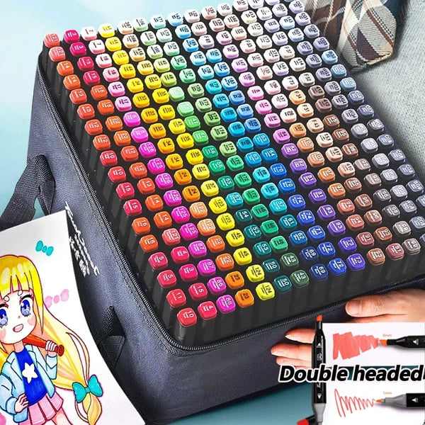 AOOKMIYA 24-262 Colors Double Headed Oily Art Marker Pen Set for Draw Sketching Oily Tip Based Markers Graffiti Manga School Art Supplies