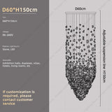 Hanging Lamp Hotel Lobby Decorative Lighting Stairs Art Irregular Chandelier Custom Black Art Luxury Stone Crystal Chandelier