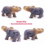 Elephant Statue Natural Gray Agate Geode Crystal Carved Reiki Healing Stone Animal Figurine Handicraft Home Decoration Ornaments