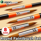 AOOKMIYA Marie's Round Paintbrushes for Acrylic,12 Sizes with Nylon Hair Paint Brushes for Acrylic,Oil,Tempera,Canvas for Adults