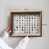 100 Kinds of Natural Ore Specimen Ornaments, with Glass Dust Cover, Decorative Paintings, Crystal Gems, Birthday Gifts