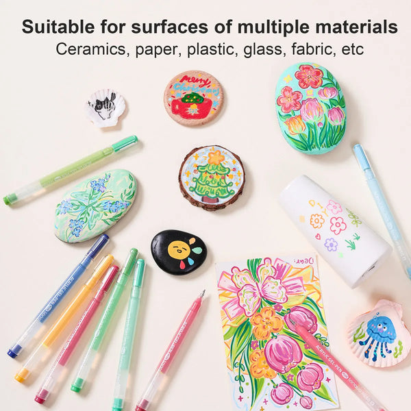 LANGUO 6-Color Highlighter Marker Pens Quick-Dry Non-Toxic Acrylic Painting Art Markers for Students Supplies Korean Stationery