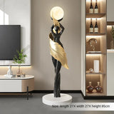Modern Abstract Feather Girl Art Sculpture Home Decor Ornament Large Size Figure Statue LivingRoom Floor Decor Resin Crafts Gift