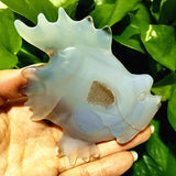 Natural Agate Stone Crystal Druzy Geode Bougainvillea Fish Statue Meditation Energy Healing Feng Shui Crystal Room Decoration