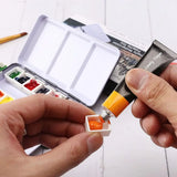 Art Metal Watercolor Tin with Fold-Out Palette, Large Watercolor Tray Palette with 52 Empty Watercolor Half pan for Artist