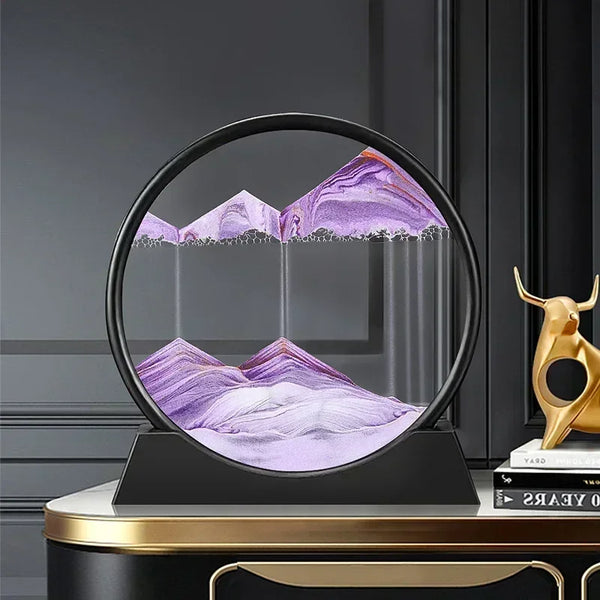 AOOKMIYA 3D Moving Sand Art Picture Round Glass Deep Sea Sandscape Hourglass Quicksand Craft Flowing Sand Painting Office Home Decor Gift