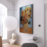 Modern 100% Hand Painted SunflowerOil Painting Reproduction Canvas Wall Art Unframed Paintings Wall Picture Artwork Unframed