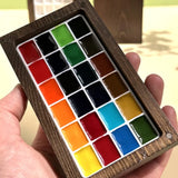 AOOKMIYA Portable Paint Box Solid Wood Watercolor Palette 24 Grids 1ML Paint Sub-packing Box Going Out Sketching Painting Art Supplies