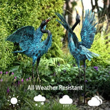 Garden Crane Sculptures & Statues Blue Heron Decor Outdoor Large Bird Yard Art Standing Metal Lawn Ornaments
