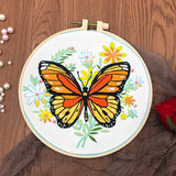 AOOKMIYA Butterfly Broidery Kit with flower Embroidery Kit for Beginners Needles Enough Embroidery Thread
