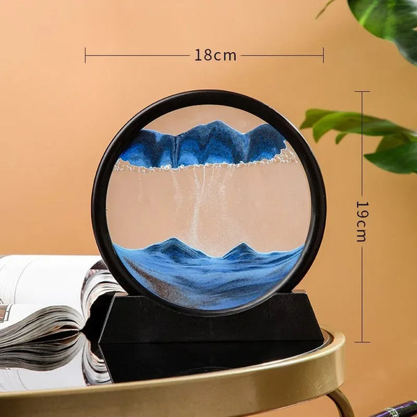 AOOKMIYA 3D Hourglass Quicksand Moving Sand Art Picture Round Glass Deep Sea Sandscape Craft Flowing Painting Office Home Christmas Gift
