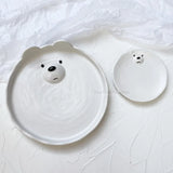 AOOKMIYA Ceramic Palette Cute Ins Bear/cat/pig Plate Watercolor Palette Ceramic Mini Chinese Painting Gouache Art Tools Art Supplies