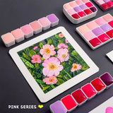 AOOKMIYA Red/pink 12-color Watercolor Paint Repackaging Package 0.5/1/2ML Mini Travel Portable Watercolor Box Painting Supplies