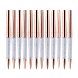 50Pcs/Lot Crystal Ballpoint Pen Stationery Office School Supply Twist Open Metal Roller Rose Gold Free Customized Logo Name