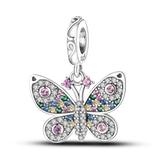 2025 Hot Sale Charms Bead 925 Sterling Silver Pink Butterfly Luminous Firefly Dangle Fit Bangle Bracelet Necklace DIY Jewelry