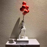 Modern Art 58CM Banksy Art Balloon Girl Statue Healing Flying Balloon Girl Sculpture Resin Craft Home Living Room Decor Gift