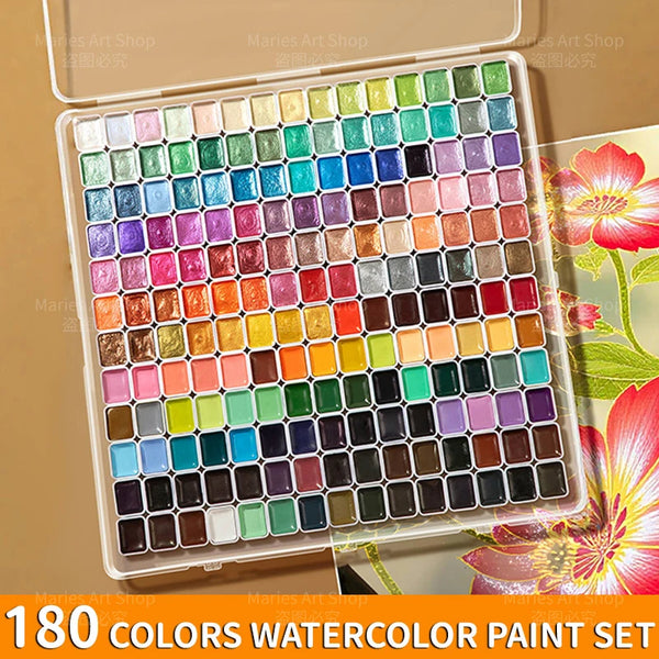 AOOKMIYA 180 Colors Pearl Shimmer Watercolor Paint Set,Vibrant Pigments,Smooth Blend,Art Supplies for Artists,for Sketching,DIY Crafts  AOOKMIYA.COM