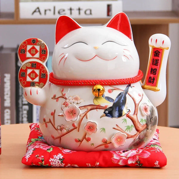 AOOKMIYA ART+ Creative Gifts Large Magpie Lucky Cat Home Living Room Decor Ornament Opening Electric Shake Ceramic Creative Lucky Cat Shop Gift