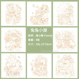 AOOKMIYA 100% Cotton 200g Watercolor Paper Coloring Line Drawing Cute Rabbit/cat Blank Manuscript Coloring Drawing Paper Art Supplies