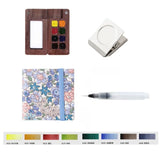 AOOKMIYA Portable Travel Watercolor Set Paul Rubens Artist Grade Watercolor 8 Colors Mini Walnut Paint Box Student Outing Art Supplies