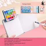 National Style Series 24 Color Solid Watercolor Box Painting Board Color Mixing Small Picture Book Set Student Painting Supplies