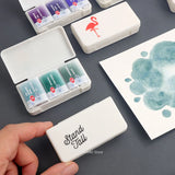 Empty Mini Palette Portable White Night Solid Watercolor Storage Box Ins Fresh Solid Paint Box Travel Painting Art Supplies