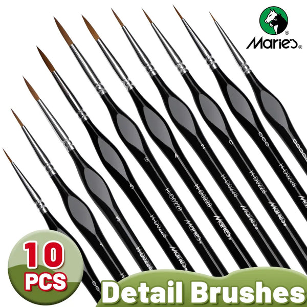 AOOKMIYA 10pcs Marie's Miniature Model Synthetic Paintbrushes Kit,Micro Detail Brush Set for Acrylic,Oil,Watercolor,Paint by Number