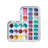 AOOKMIYA 12/24 Colors Portable Mineral Pearlescent Solid Watercolor Pigment Washable Glitter Art Student Painting Nail Art Supplies