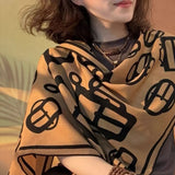 BYSIFA| Deep Khaki 30% Silk 70% wool Scarf Shawl Printed New Brand Fall Winter Women Triangle Silk Wool Scarves Wraps 130*200cm