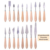 AOOKMIYA 18pcs High Quality Stainless Steel Oil Painting Knife Set Beech Wood Handle Oil Painting Scraper Painting Tool Art Supplies