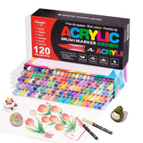 120/168/240 Acrylic Paint Pens Brush Tip Paint Markers For Rock Painting Wood Canvas Stone,Christmas Gift DIY Crafts stationery