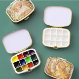 AOOKMIYA Empty 12 Color Watercolor Paint Box Portable Palette Iron Box Magnetic Clip Combination Travel Painting Art Supplies